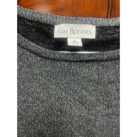 Kim Rogers Sparkly Grey Sweater Size Medium Stretch - Picture 2 of 5